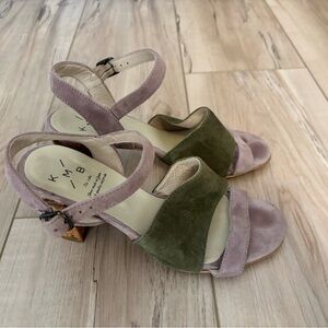 KMB for Anthropologie Cork and Suede heeled sandals